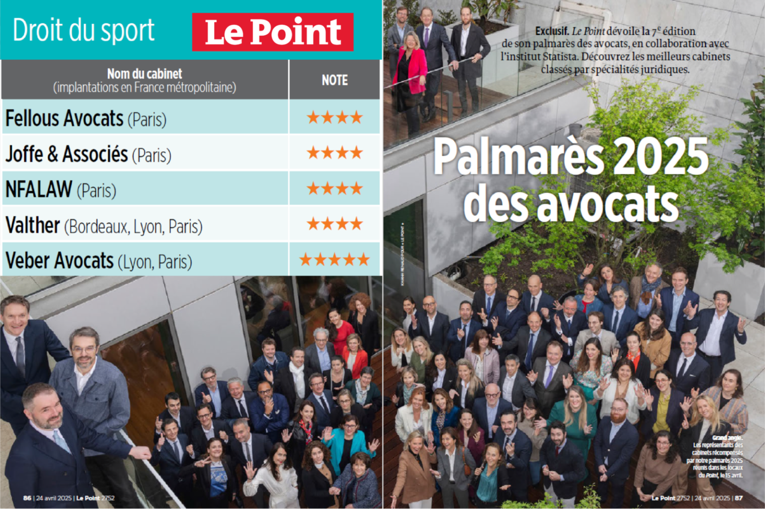 Veber Avocat classé cabinet 5 étoiles par Le Point